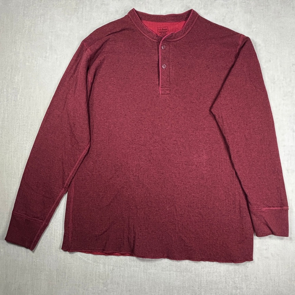 LL Bean Wool Blend Henley Mens XL River Driver Traditional Fit Baselayer